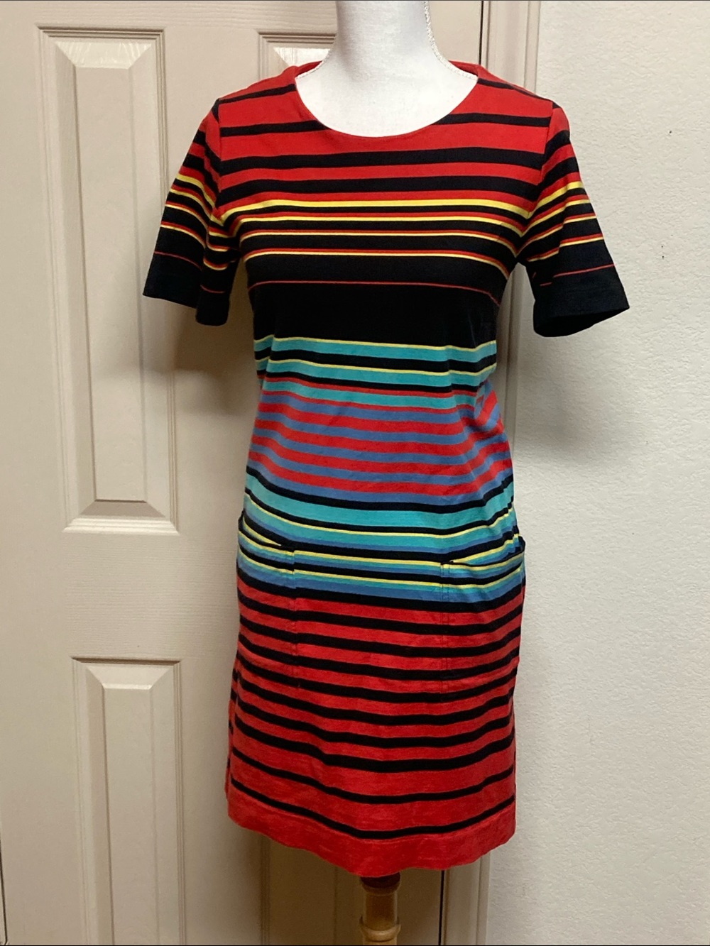 Workshop Republic Clothing Women's Horizontal Stripe Cotton T-shirt Dress Size S